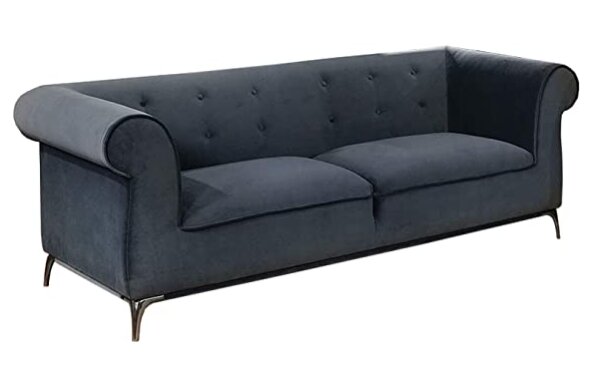 Benjara Upholstered Sofa with Rolled Armrests