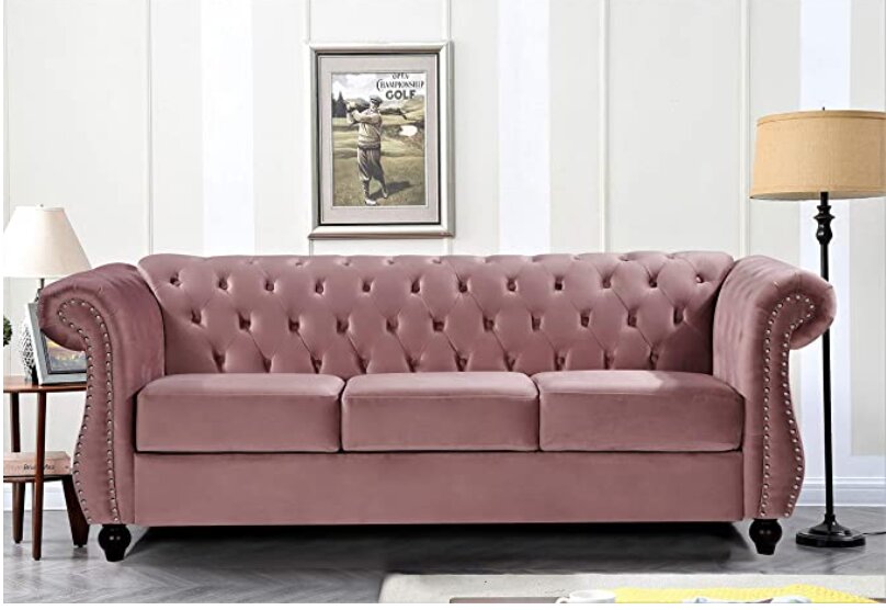 US Pride Velvet Nailhead Sofa