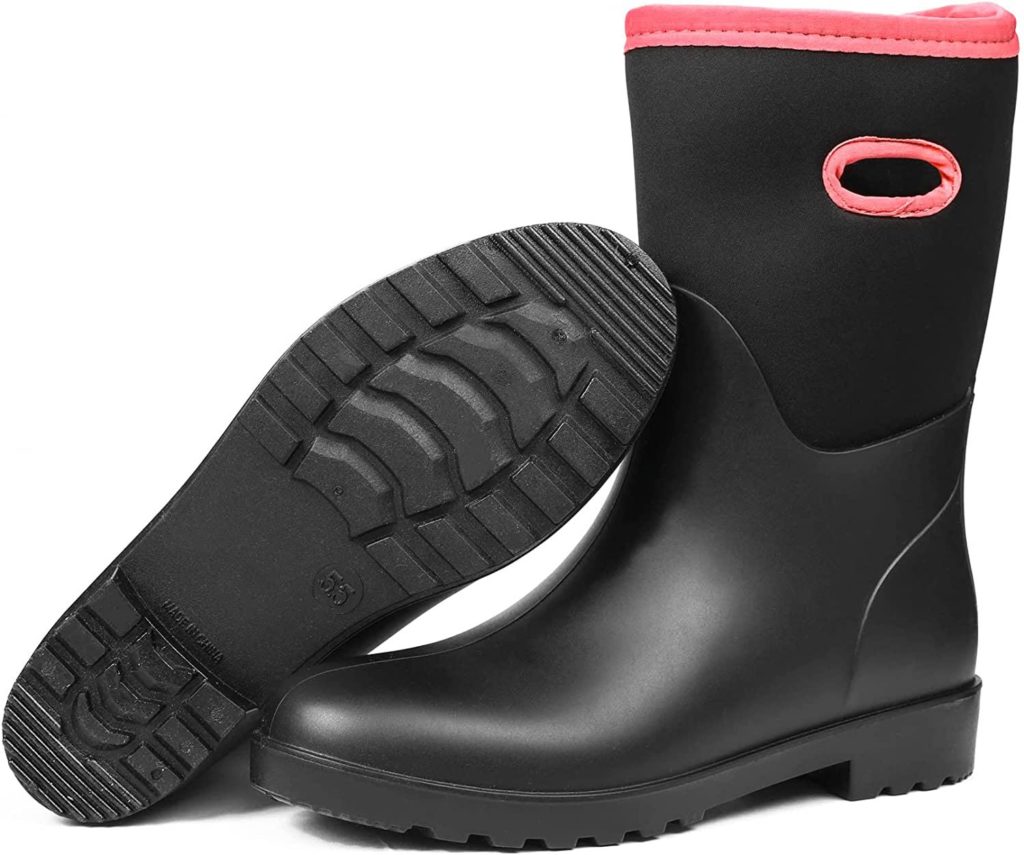 DKSUKO Women Muck Boots Mid Calf Rubber Rain Boots