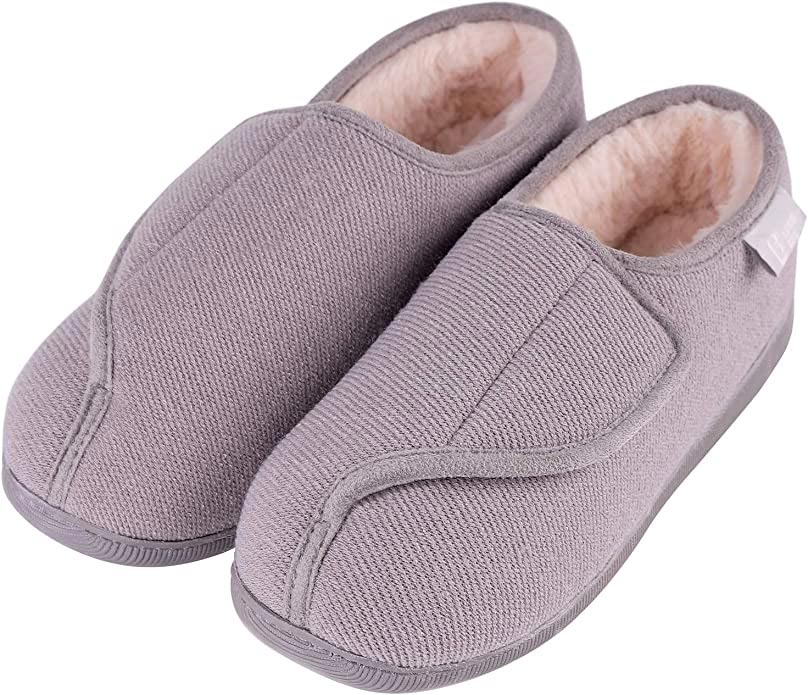 LongBay Women's Furry Memory Foam Diabetic Slippers